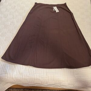 L.L. Bean Chocolate Brown Midi A-Line Skirt